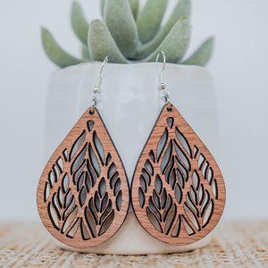 Handmade intricate design Wood Earrings
